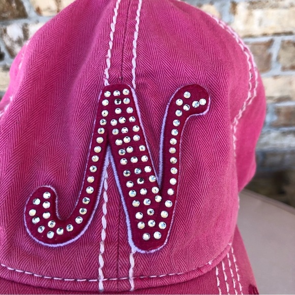 Robin Ruth 100% Cotton Pink Nashville Baseball Hat Cap Rhinestone Adjustable - Picture 10 of 12